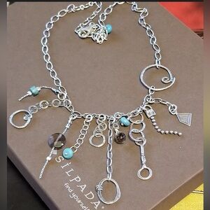 Silpada Sterling Silver Charm Necklace with Turquoise Accents